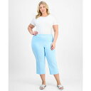 ジェイエムコレクション レディース カジュアルパンツ ボトムス Plus Size Tummy Control Pull-On Capri Pants, Exclusively at Macy's Blue Riviera