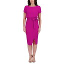 ケンジー レディース ワンピース トップス Women's Tulip-Sleeve Tie-Waist Sheath Dress Fuchsia