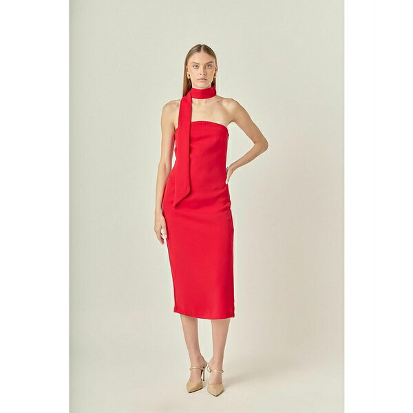 エンドレスローズ レディース ワンピース トップス Women's Choker Tie Midi Dress Red