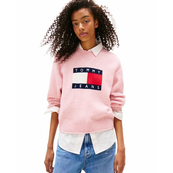 トミーヒルフィガー レディース ニット&セーター アウター Women's Melange-Flag Crewneck Sweater Mys..