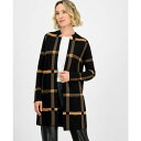 カスパー レディース ニット&セーター アウター Women's Windowpane Open-Front Cardigan Dark Camel/black