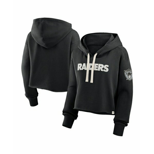 ファナティクス レディース パーカー・スウェットシャツ アウター Women's Black Las Vegas Raiders Oversized Hometown Heritage Cropped Hoodie Black(4)