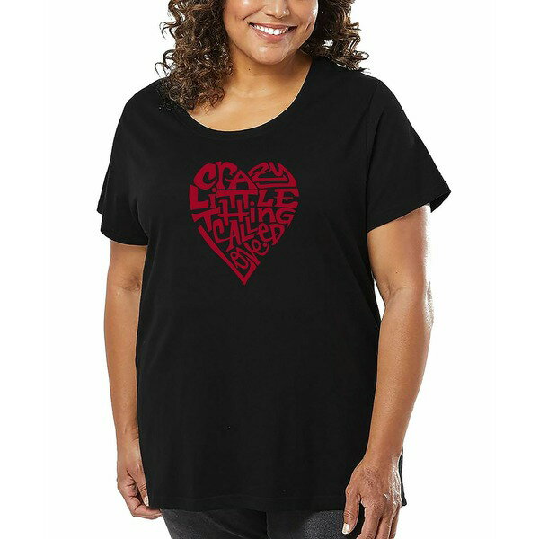 エルエーポップアート レディース カットソー トップス Plus Size Crazy Little Thing Called Love Wor..