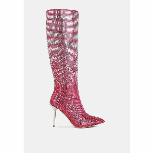 ロンンドンラグ レディース ブーツ シューズ Orymple Shiny Rhinestone Studded Calf Boots Pink