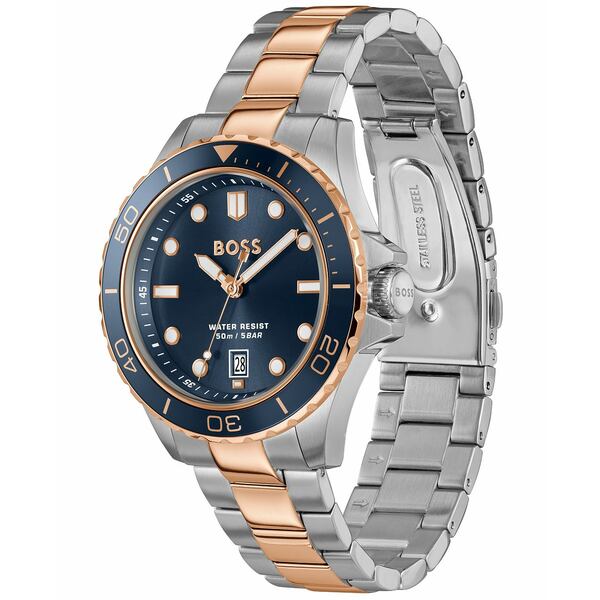ヒューゴボス メンズ 腕時計 アクセサリー Men's Troper Sport Quartz Basic Calendar Two Tone Stainless Steel Watch, 42mm Two-tone