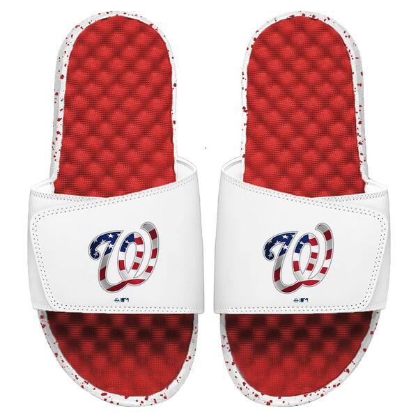 アイスライド メンズ サンダル シューズ Washington Nationals ISlide Americana Slide Sandals White/Red