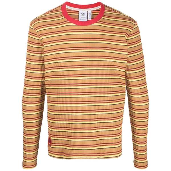 アディダス メンズ Tシャツ トップス ストライプ ロングTシャツ multicolour