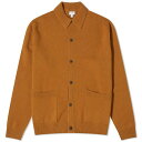 サンスペル メンズ カーディガン アウター Sunspel Lambswool Knit Jacket Brown