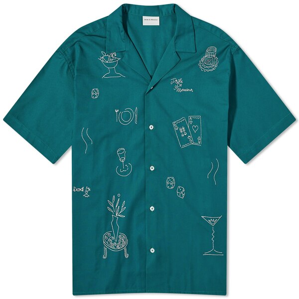 ドロールドムッシュ メンズ シャツ トップス Dr´le de Monsieur Embroidered Vacation Shirt Green 1