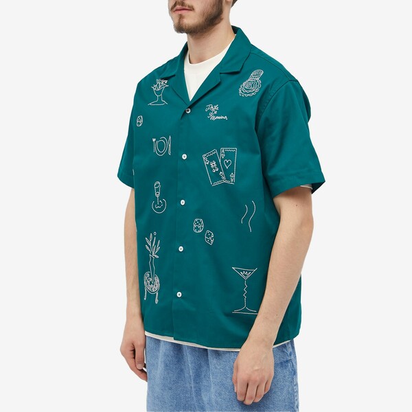 ドロールドムッシュ メンズ シャツ トップス Dr´le de Monsieur Embroidered Vacation Shirt Green 2