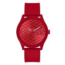 ゲス メンズ 腕時計 アクセサリー Men's Analog Red Silicone Watch 45mm Red(2)