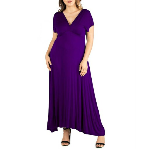 24セブンコンフォート レディース ワンピース トップス Plus Size Empire Waist V-neck Maxi Dress Purple 24セブンコンフォート レディース ワンピース トップス Plus Size Empire Waist V-neck Maxi Dress Purple
