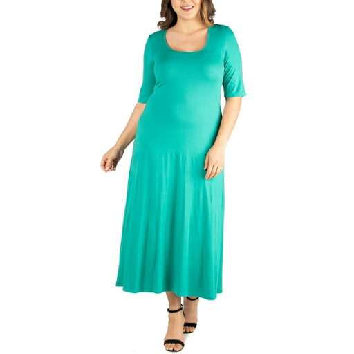 24セブンコンフォート レディース ワンピース トップス Plus Size Elbow Length Sleeve Maxi Dress Jade 24セブンコンフォート レディース ワンピース トップス Plus Size Elbow Length Sleeve Maxi Dress Jade