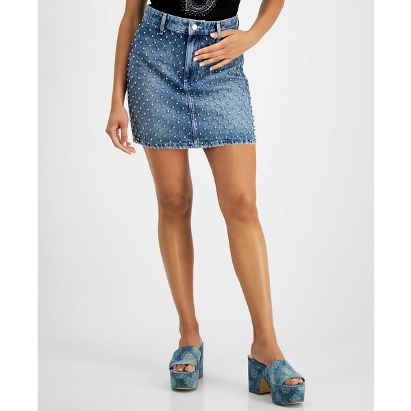 ゲス レディース スカート ボトムス Women's Carol Cotton Embellished Mini Denim Skirt Glory Of Love