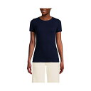 ランズエンド レディース Tシャツ トップス Women's Micro Rib T-Shirt Deep sea navy(4)
