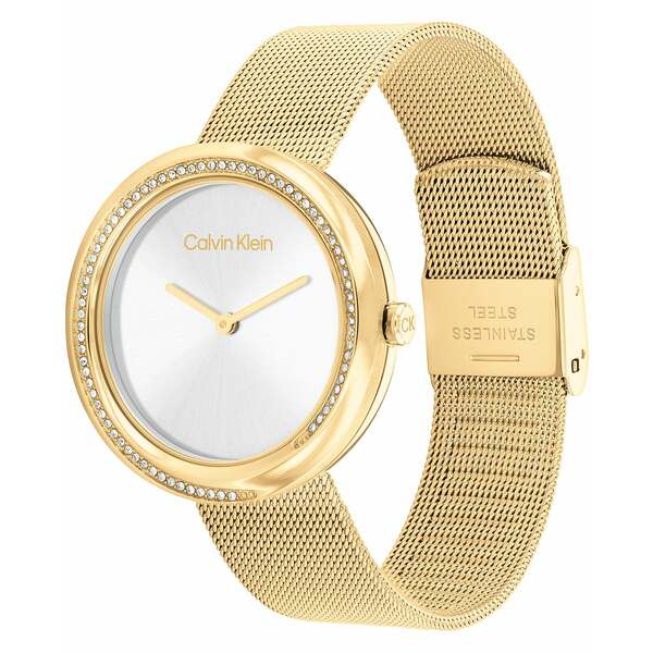 楽天astyカルバンクライン レディース 腕時計 アクセサリー Women's Gold-Tone Stainless Steel Mesh Bracelet Watch 34mm Gold