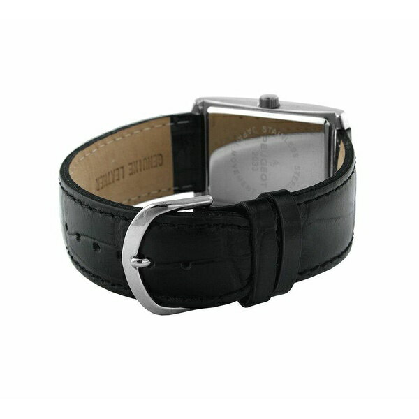 プジョー レディース 腕時計 アクセサリー Men's 30X40mm Gold Tank Shape Watch with Black Leather Strap Black