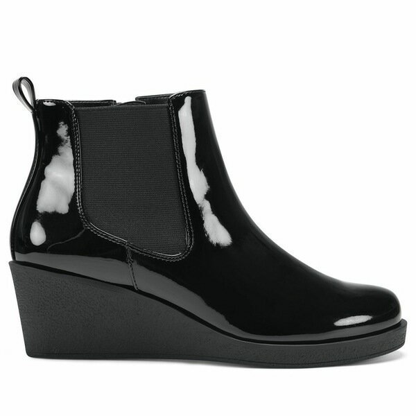 エアロソールズ レディース ブーツ シューズ Women's Brandi Wedge Ankle Boots Black Patent Polyurethane