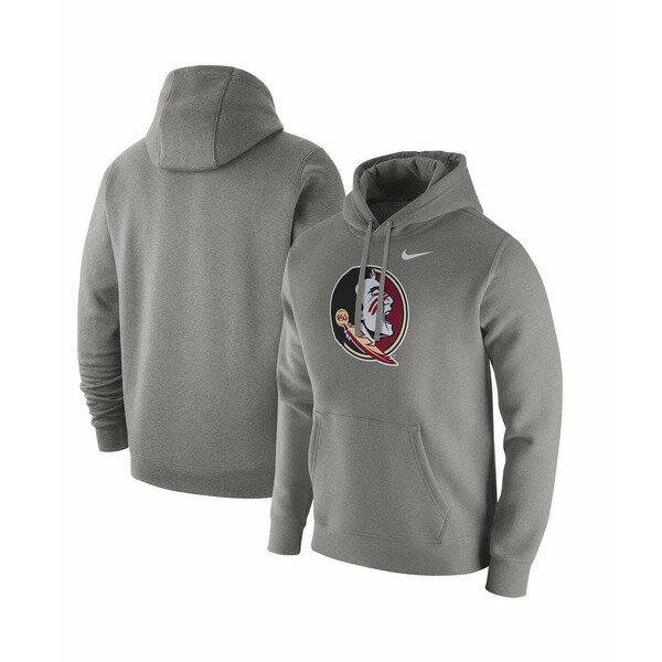 ナイキ メンズ パーカー・スウェットシャツ アウター Men's Heathered Gray Florida State Seminoles Logo Club Fleece Pullover Hoodie Heathered Gray