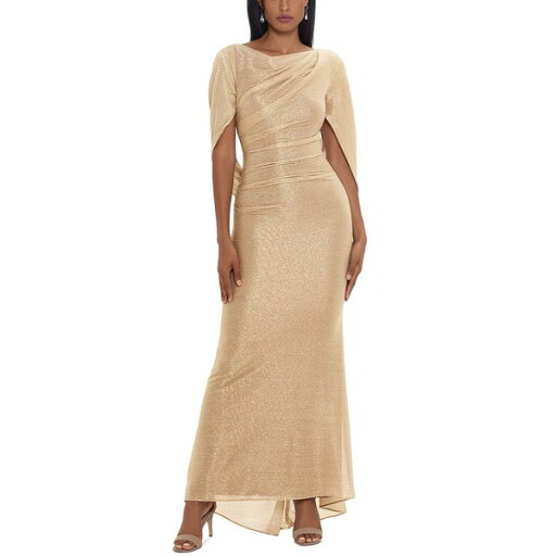 ベッツィ アンド アダム レディース ワンピース トップス Petite Metallic Cape Gown Gold/Silver ベッツィ アンド アダム レディース ワンピース トップス Petite Metallic Cape Gown Gold/Silver