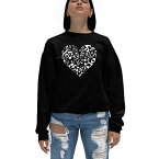 エルエーポップアート レディース カットソー トップス Women's Crewneck Word Art Heart Notes Sweatshirt Top Black