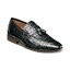 ステイシーアダムス メンズ スリッポン・ローファー シューズ Men's Franz Moc-Toe Croc-Texture Tassel Dress Loafer Black