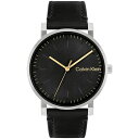 JoNC Y rv ANZT[ Men's 3-Hand Black Leather Strap Watch 43mm Black