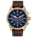 V`Y Y rv ANZT[ Eco-Drive Men's Chronograph Avion Brown Leather Strap Watch 48mm Brown