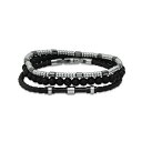 qbL[t[} fB[X uXbgEoOEANbg ANZT[ Genuine Leather Skinny with Stainless Steel Hematite Bracelet, 3 Piece Set Multi