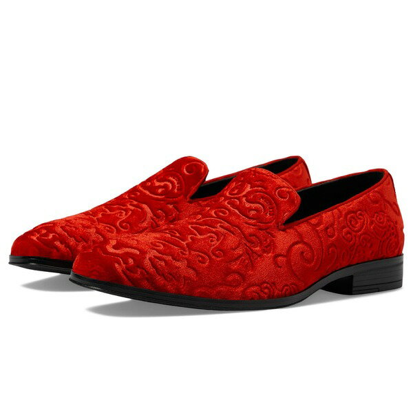 ステイシーアダムス メンズ スリッポン・ローファー シューズ Saunders Velour Slip-On Red