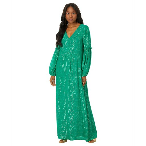 リリーピュリッツァー レディース ワンピース トップス Cleme Long Sleeve Maxi Dress Fiddle Leaf Green Mystical Viscose Metallic Clip リリーピュリッツァー レディース ワンピース トップス Cleme Long Sleeve Maxi Dress Fiddle Leaf Green Mystical Viscose Metallic Clip