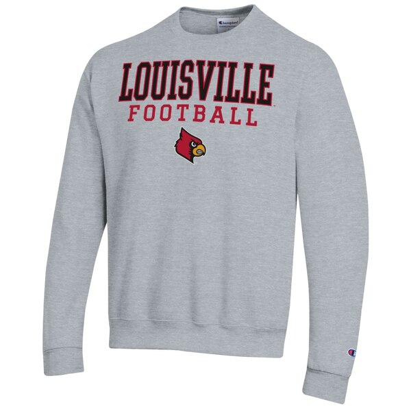 ԥ  ѡåȥ  Louisville Cardinals Champion Football Stacked Pullover Sweatshirt Heather Gray