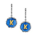 2028 レディース ピアス＆イヤリング アクセサリー Silver Tone Blue Enamel Gold Tone Initial Earrings K