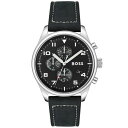 {X Y rv ANZT[ Men's View Black Genuine Leather Strap Watch, 44mm Black