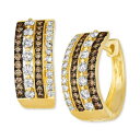 @ fB[X sAXCO ANZT[ Chocolate Diamond & Nude Diamond Multirow Small Hoop Earrings (1-1/4 ct. t.w.) in 14k Gold, 0.7