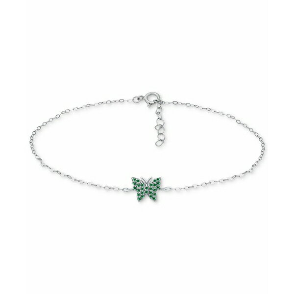  ٥ˡ ǥ ֥쥹åȡХ󥰥롦󥯥å ꡼ Green Cubic Zirconia Butterfly Ankle Bracelet, Created for Macy's Sterling Silver