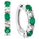 GtB[ RNV fB[X sAXCO ANZT[ EFFY&reg; Emerald (3/4 ct. t.w.) & White Sapphire (3/4 ct. t.w.) Small Hoop Earrings in 14k White Gold, 0.75