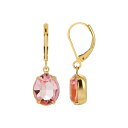 2028 fB[X sAXCO ANZT[ 14K Gold-tone Pink Oval Crystal Earrings Pink