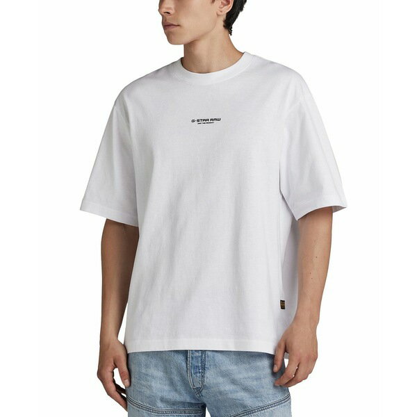 ジースター メンズ シャツ トップス Men's Boxy-Fit Logo T-Shirt White