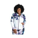 ポエティックジャスティス レディース パーカー・スウェットシャツ アウター Women's Plus Size Curvy-Fit Zip-Up Floral Print Poly Tricot Hoodie White floral|詳細画像