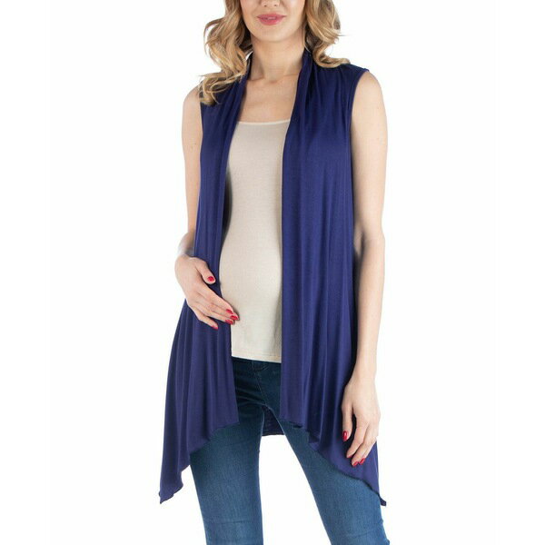 24セブンコンフォート レディース ニット&セーター アウター Draped Maternity Open Front Sleeveless Cardigan Navy