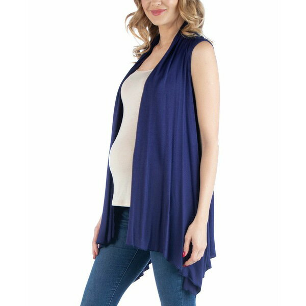 24セブンコンフォート レディース ニット&セーター アウター Draped Maternity Open Front Sleeveless Cardigan Navy 2
