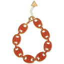 ゲス レディース ブレスレット・バングル・アンクレット アクセサリー Gold-Tone Pav Link Statement Flex Bracelet Gold/Orange(4)
