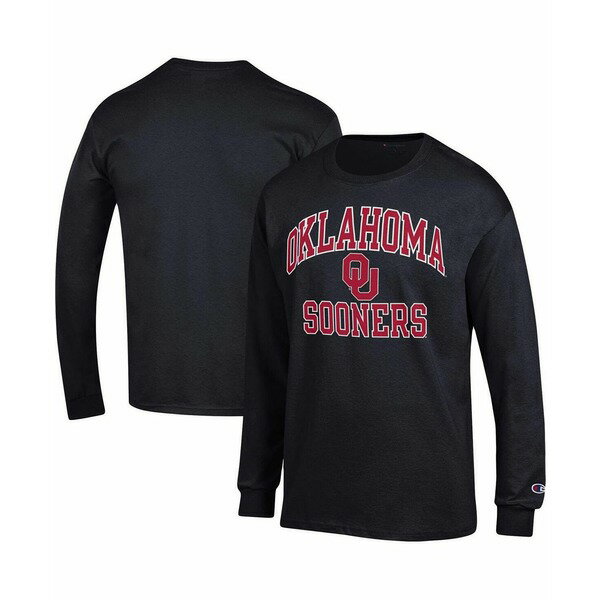 チャンピオン メンズ シャツ トップス Men's Black Oklahoma Sooners High Motor Long Sleeve T-shirt Black