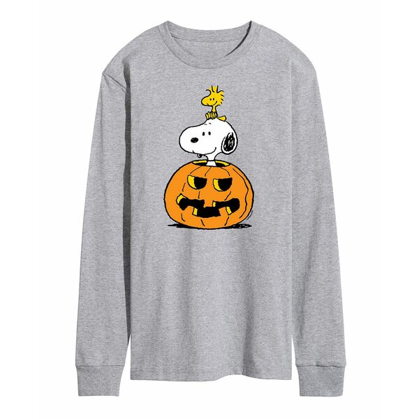 エアウェーブス メンズ シャツ トップス Men's Peanuts Snoopy Pumpkin T-shirt Gray