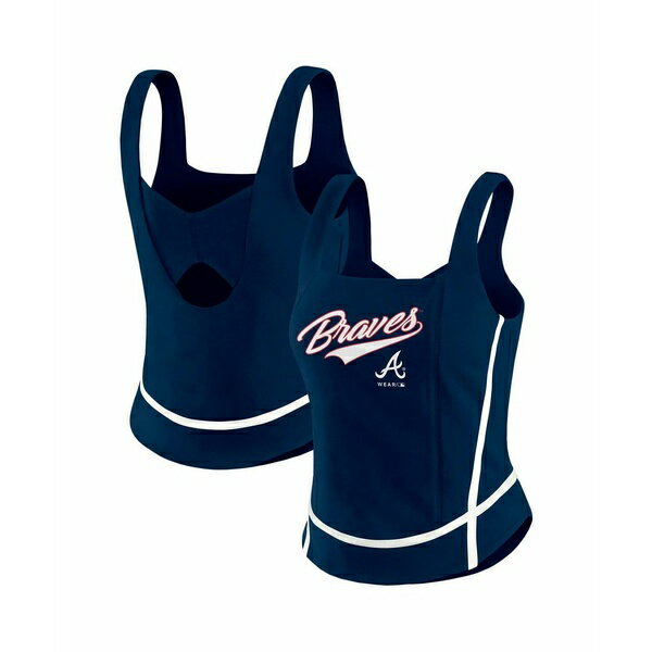 ウェア バイ エリン・アンドリューズ レディース カットソー トップス Women's Navy Atlanta Braves Sq..