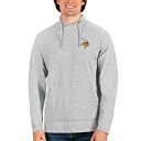 アンティグア メンズ パーカー・スウェットシャツ アウター Minnesota Vikings Antigua Reward Crossover Neckline Pullover Sweatshirt Heathered Gray