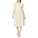 アレックスイブニングス レディース ワンピース トップス Tea Length Embroidered Dress with Illusion Sleeve a...