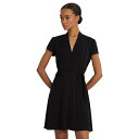 ラルフローレン レディース ワンピース トップス Belted Georgette Short Sleeve Dress Black