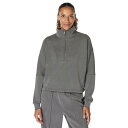 スウェッティベティ レディース パーカー・スウェットシャツ アウター Sand Wash Funnel Neck Half Zip Charcoal Grey